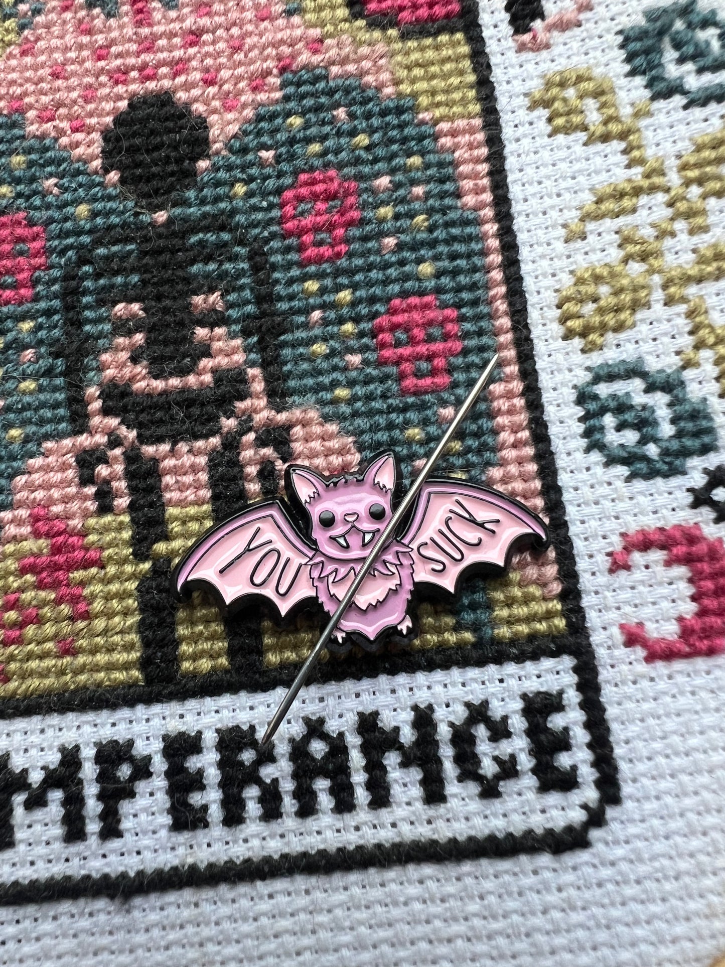 You Suck Bat magnetic needle minder