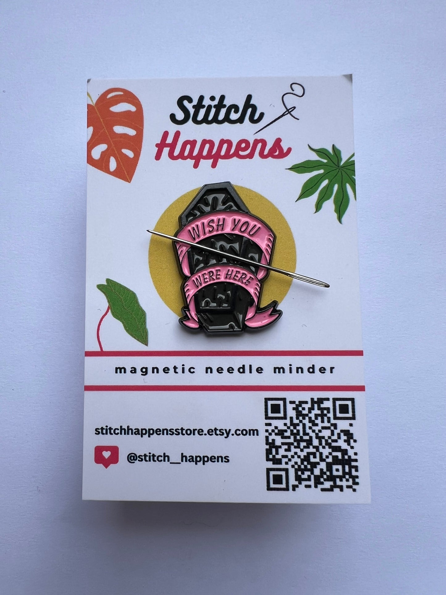 Wish You Were Here magnetic coffin needle minder