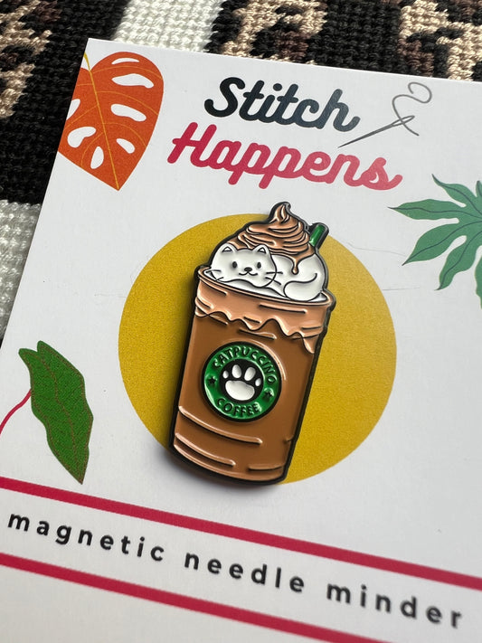 Catpuccino Cream and Coffee magnetic needle minder