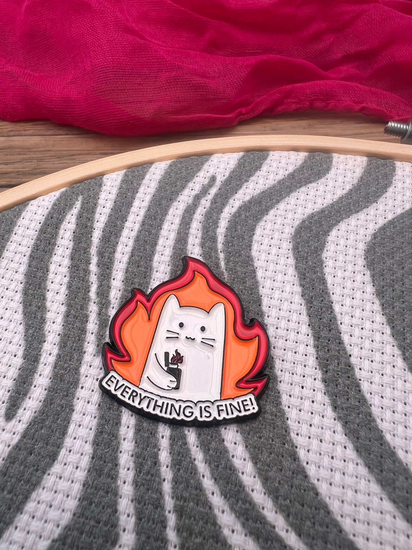 Everything is Fine magnetic cat needle minder