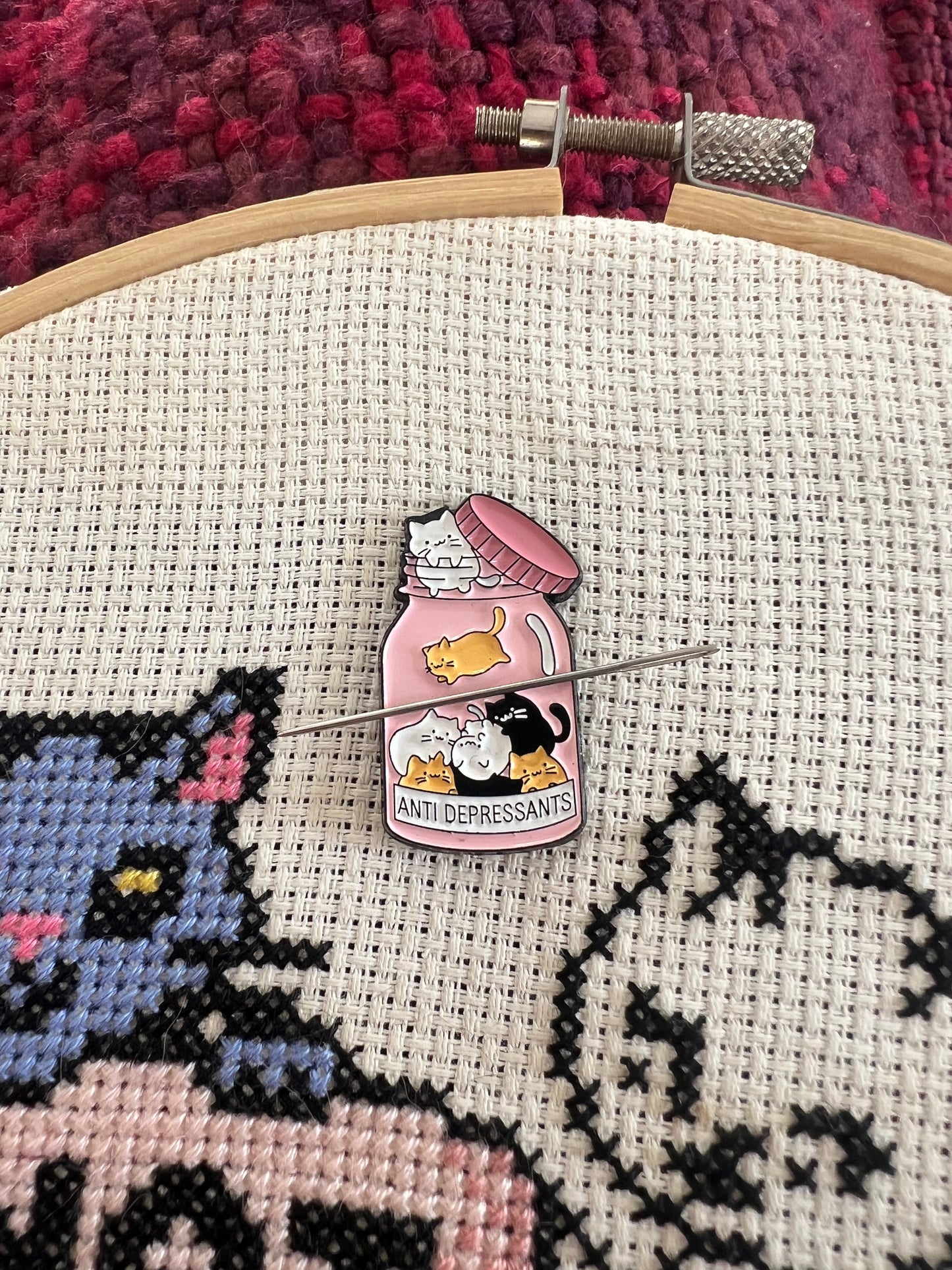 Anti Depressants Cat magnetic needle minder