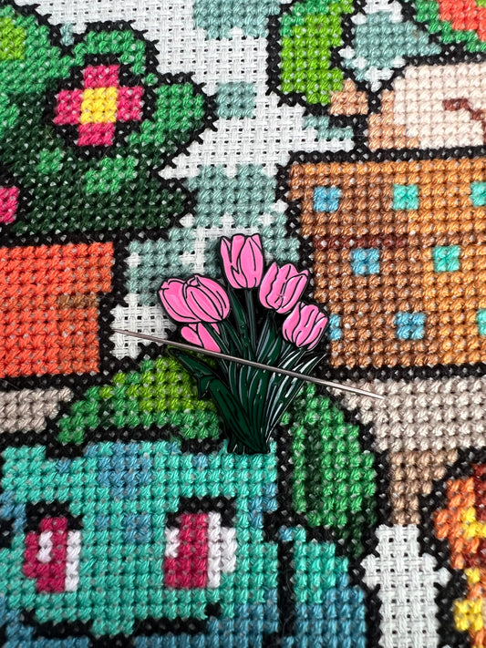 Pink Tulips magnetic needle minder